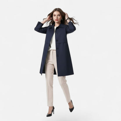 Women's Double-Breasted Wool-Blend Mid-Length Trench Coat 6
