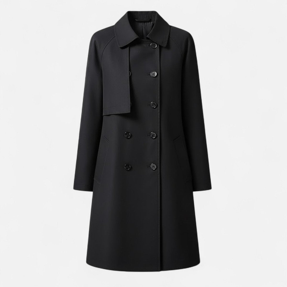 Women's Double-Breasted Wool-Blend Mid-Length Trench Coat 1