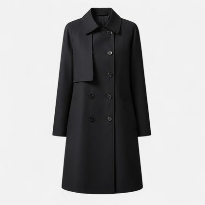 Women's Double-Breasted Wool-Blend Mid-Length Trench Coat 1