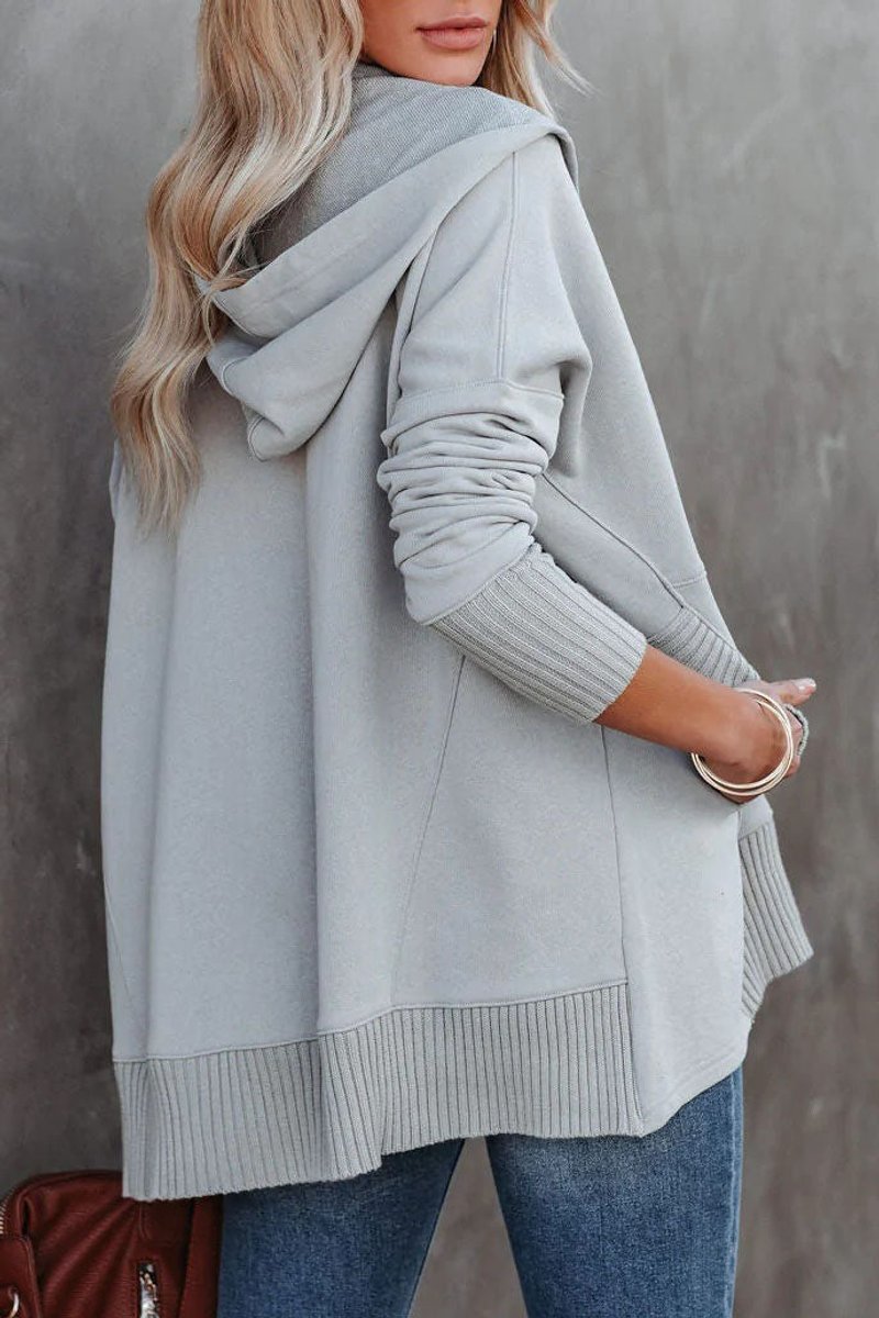 Women's Oversized Henley Pullover Hoodie — Snap Placket 11