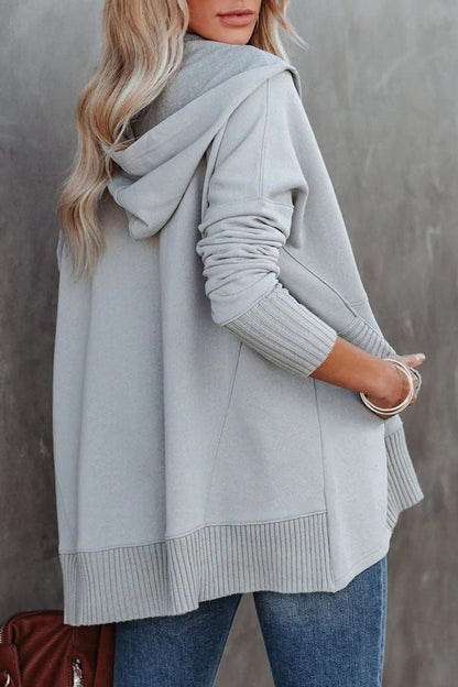 Women's Oversized Henley Pullover Hoodie — Snap Placket 11