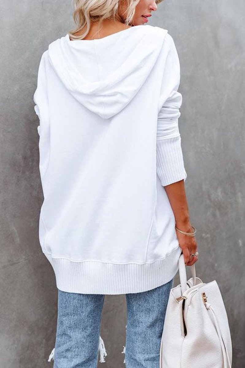 Women's Oversized Henley Pullover Hoodie — Snap Placket 3