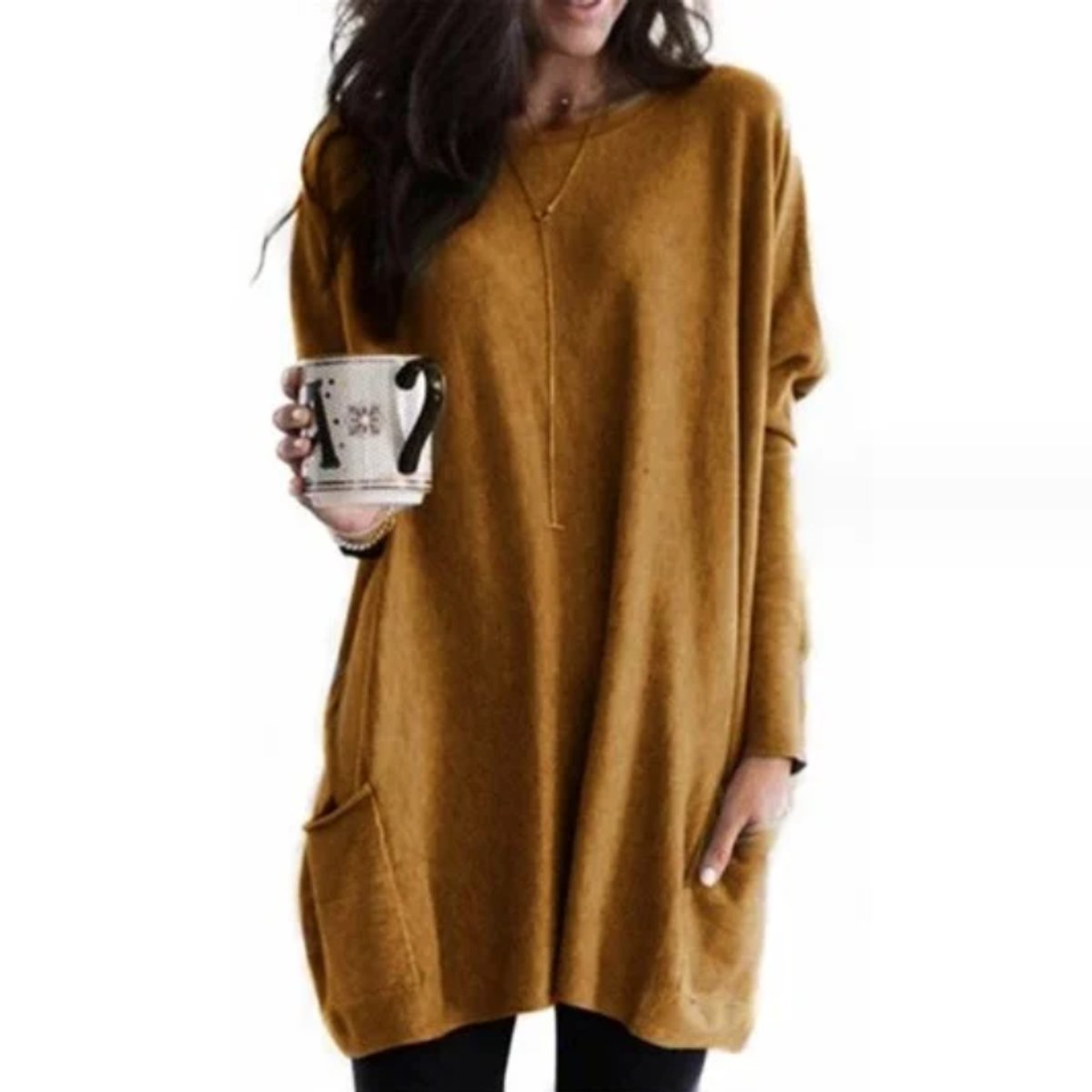 Women's Oversized Long Sleeve Tunic with Pockets 15