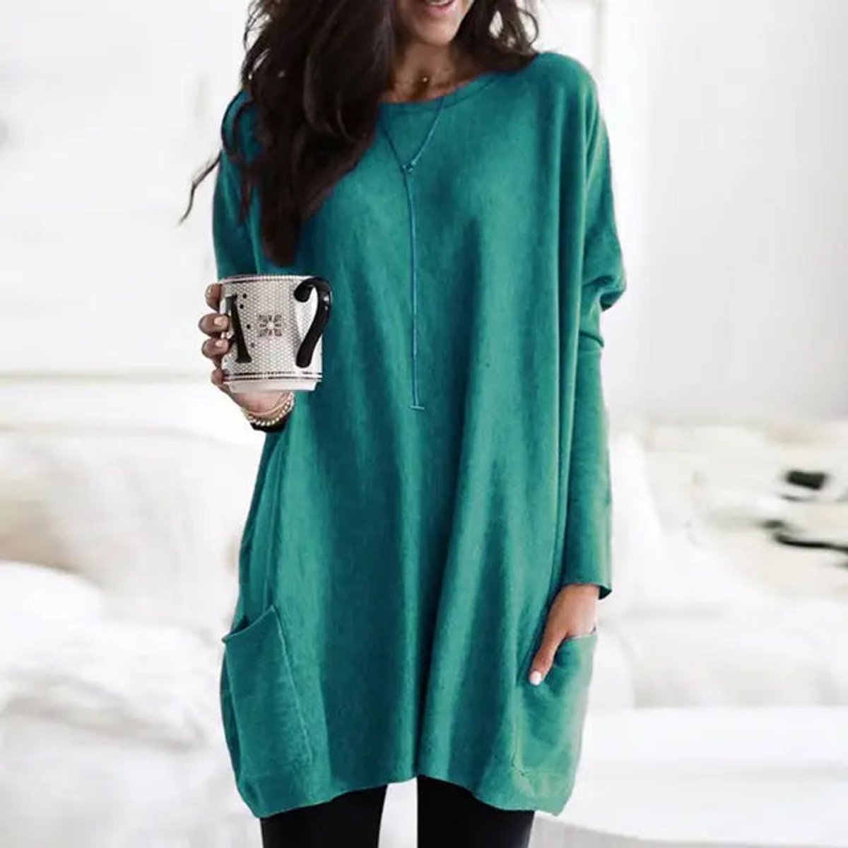 Women's Oversized Long Sleeve Tunic with Pockets 4