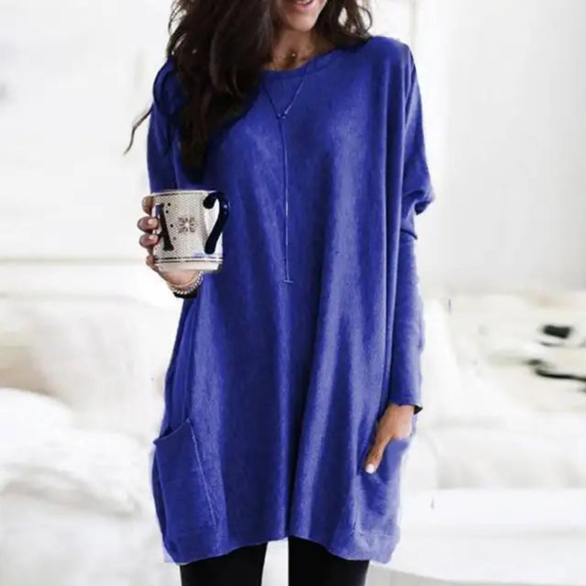 Women's Oversized Long Sleeve Tunic with Pockets 5