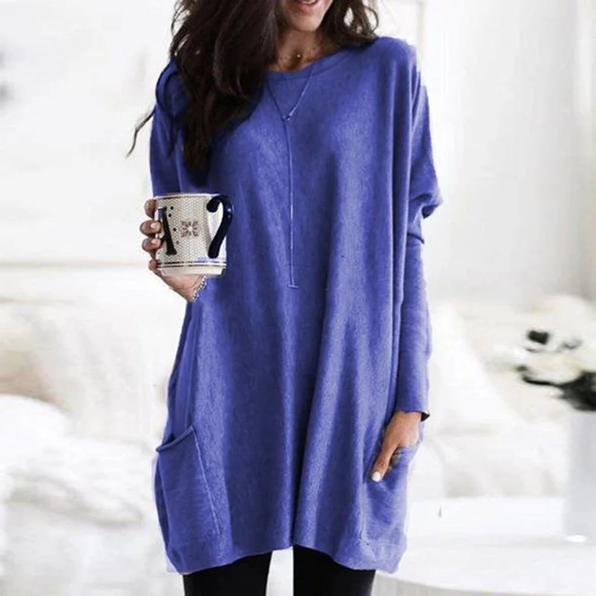 Women's Oversized Long Sleeve Tunic with Pockets 8
