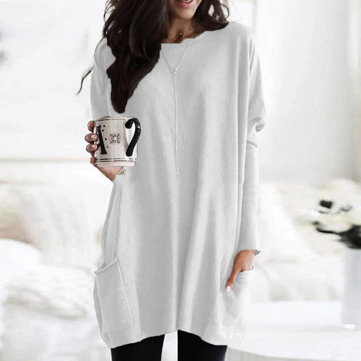 Women's Oversized Long Sleeve Tunic with Pockets 9