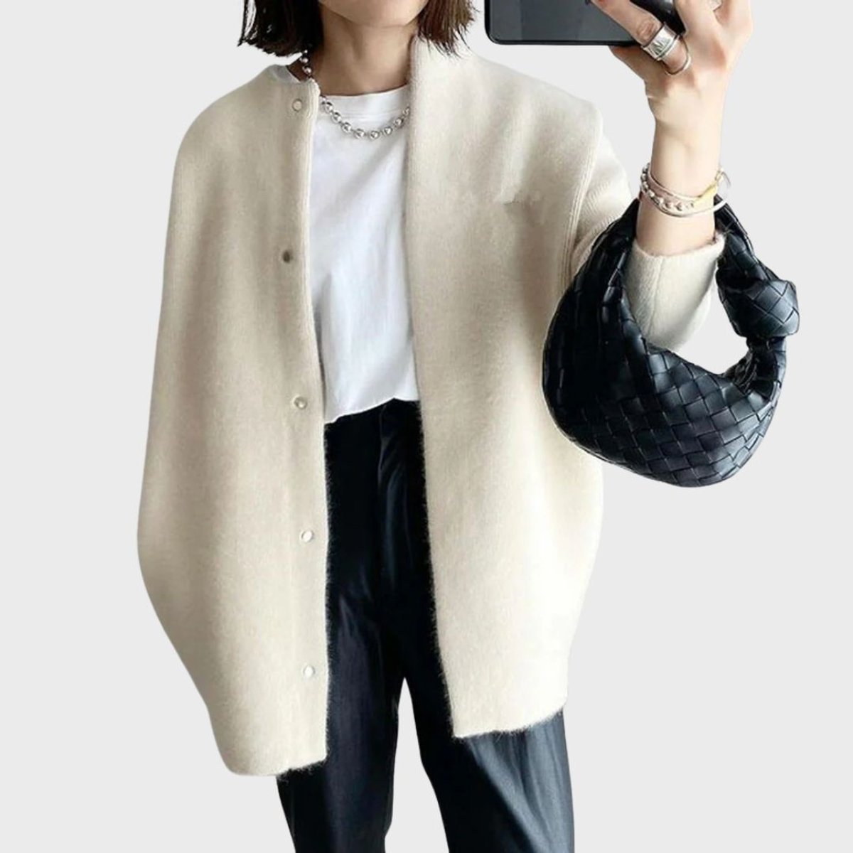 Women's Oversized Snap-Button Knit Cardigan Longline 3