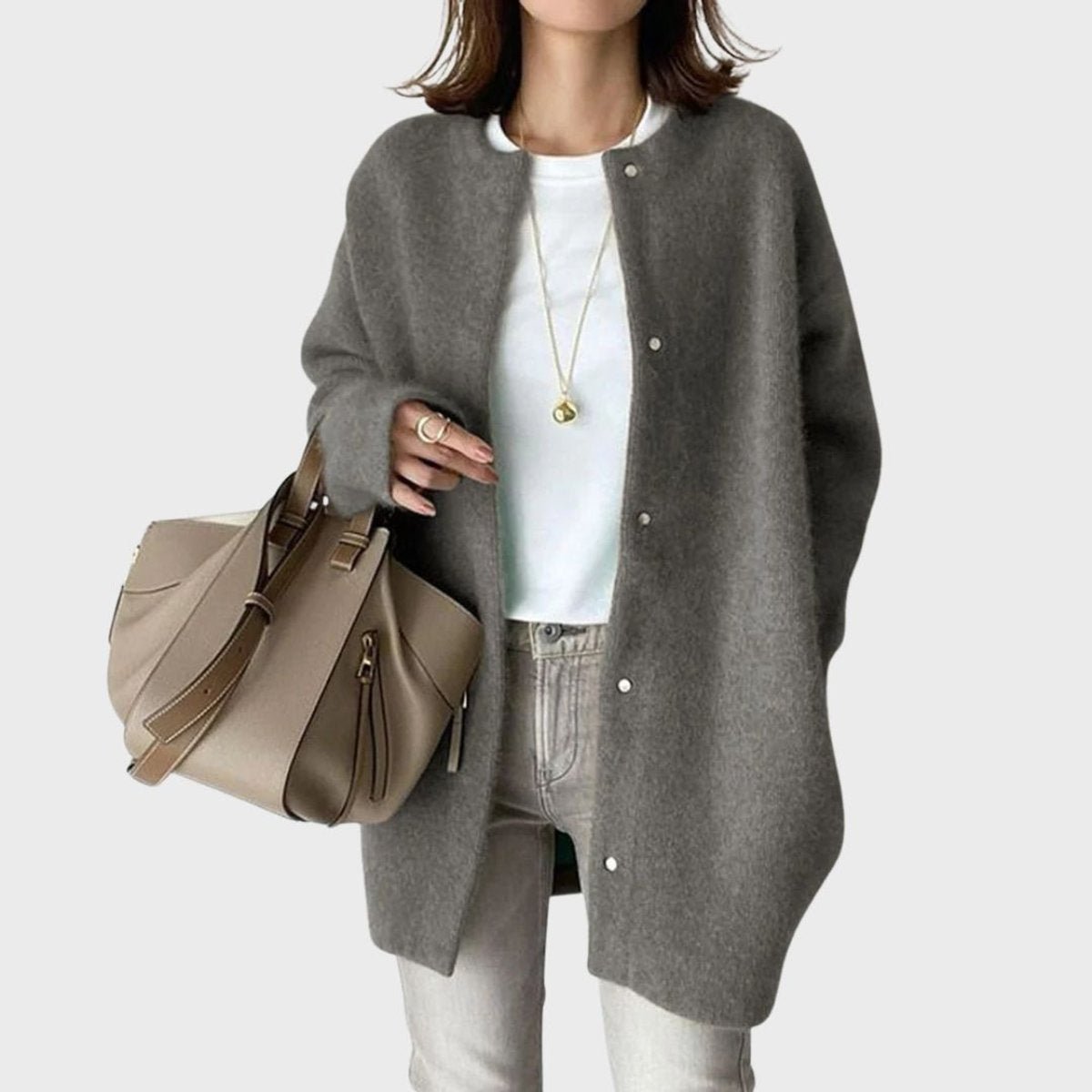 Women's Oversized Snap-Button Knit Cardigan Longline 5