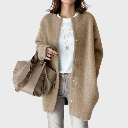 Women's Oversized Snap-Button Knit Cardigan Longline 1
