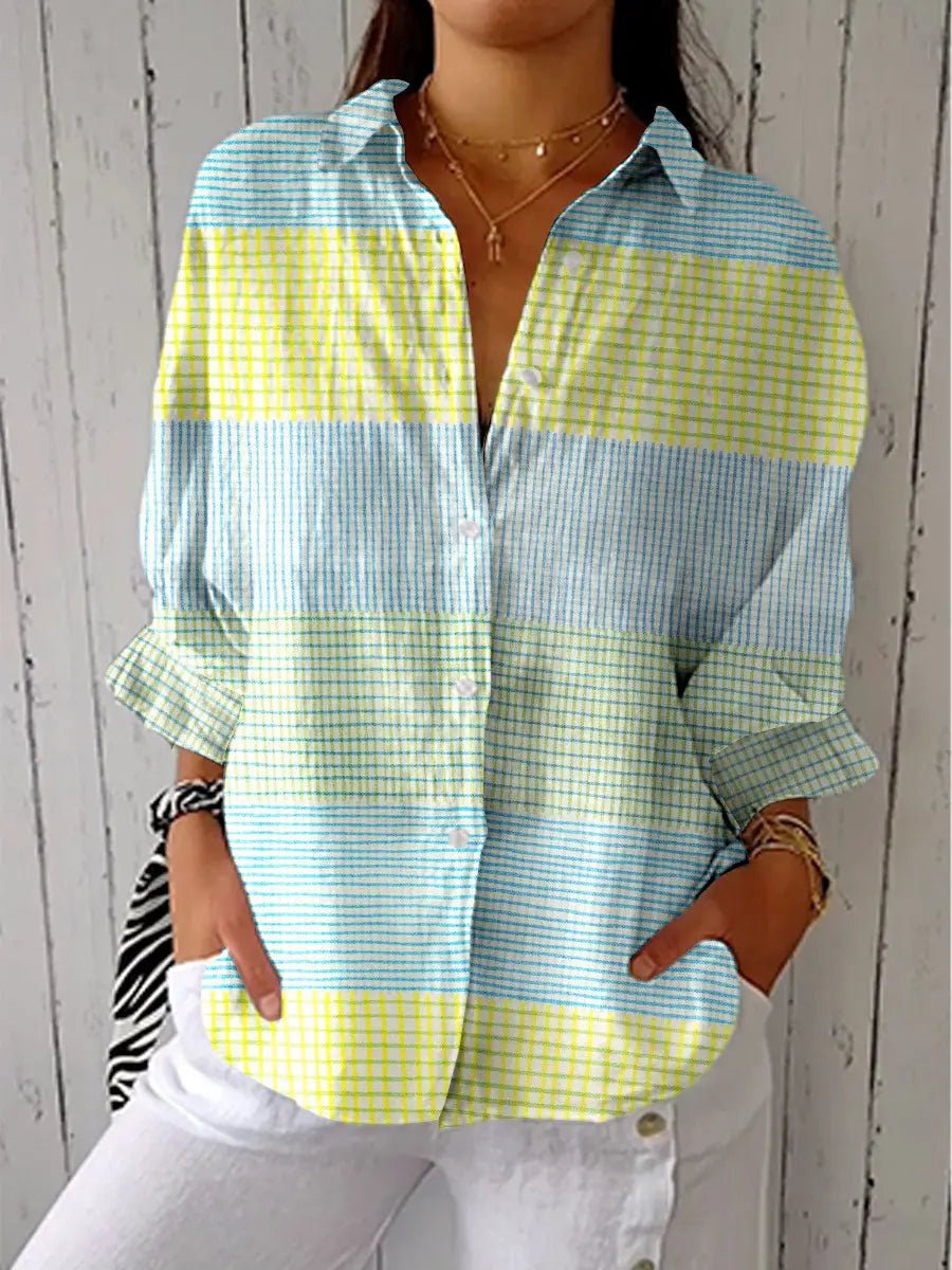 Women's Plaid Button Down Long Sleeve Shirt — Relaxed Fit 1