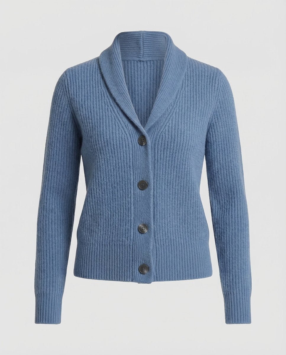 Women's Ribbed Knit Lapel Collar Cardigan — Button-Front 5