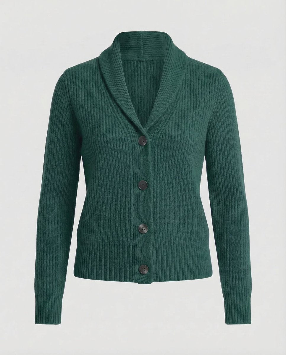 Women's Ribbed Knit Lapel Collar Cardigan — Button-Front 6