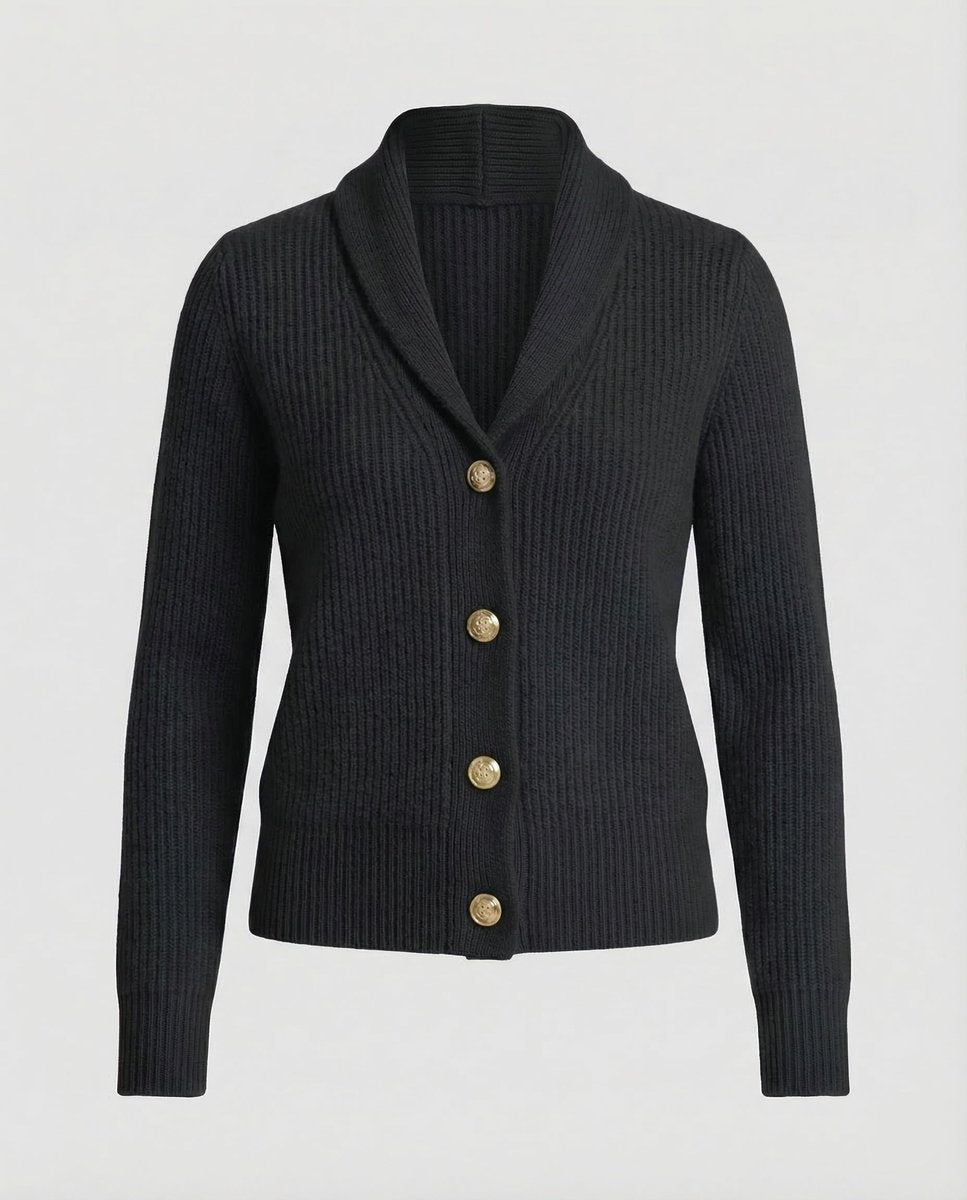 Women's Ribbed Knit Lapel Collar Cardigan — Button-Front 7