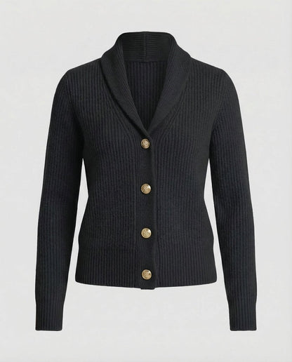 Women's Ribbed Knit Lapel Collar Cardigan — Button-Front 7