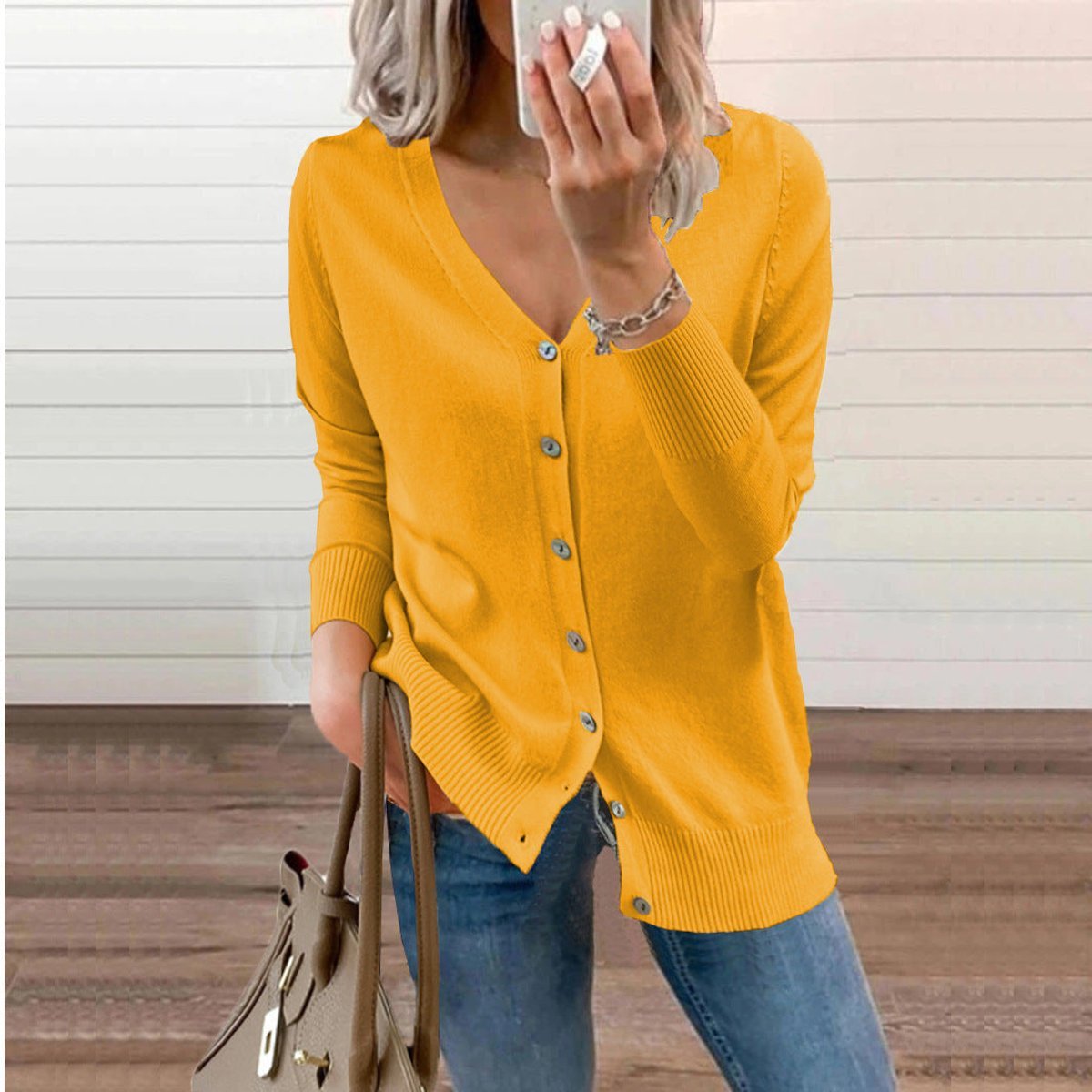 Women's V-Neck Button-Front Knit Cardigan | Sizes S–2XL 4
