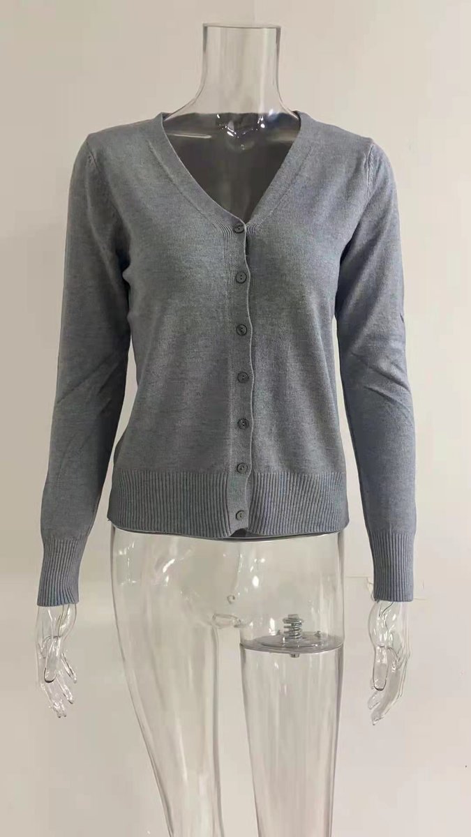 Women's V-Neck Button-Front Knit Cardigan | Sizes S–2XL 9