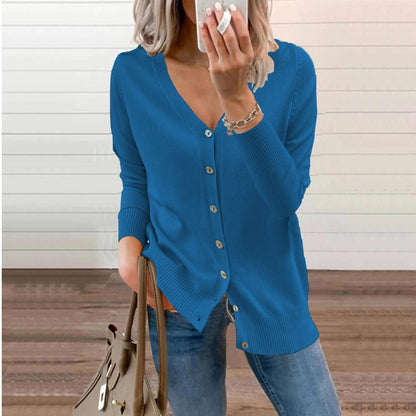 Women's V-Neck Button-Front Knit Cardigan | Sizes S–2XL 1