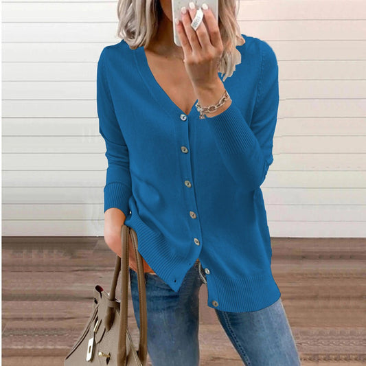 Women's V-Neck Button-Front Knit Cardigan | Sizes S–2XL 1