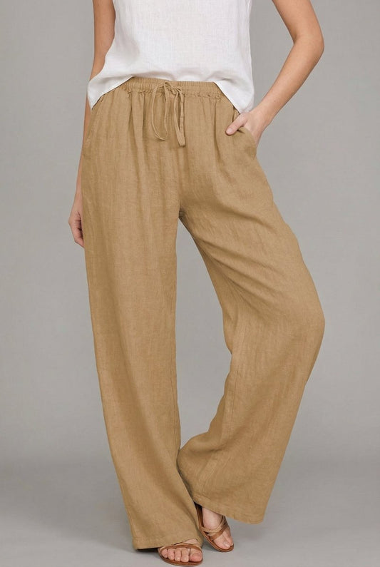 Women's Wide Leg Drawstring Pants — Elastic Waist, All Sizes 1