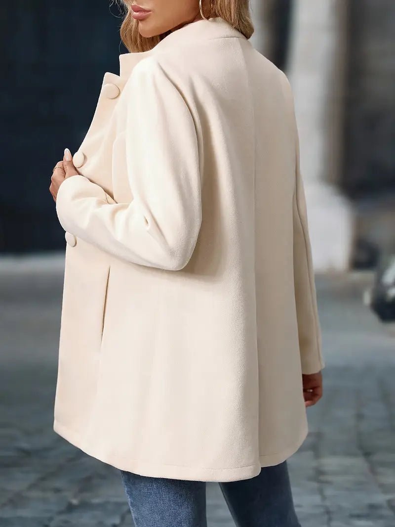 Women's Wool Blend Overcoat — Mid-Length Stand Collar 4
