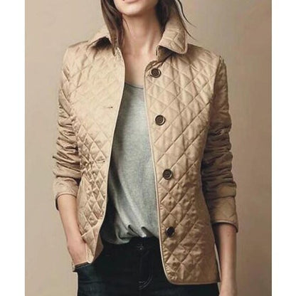 Women's Diamond-Quilted Tailored Jacket — Button-Through 1