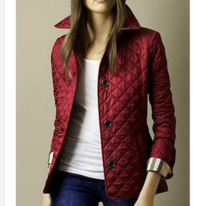 Women's Diamond-Quilted Tailored Jacket — Button-Through 2