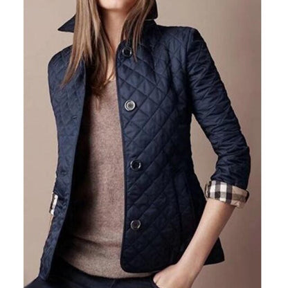 Women's Diamond-Quilted Tailored Jacket — Button-Through 3